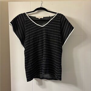 Loft black and White Striped Women's Top large